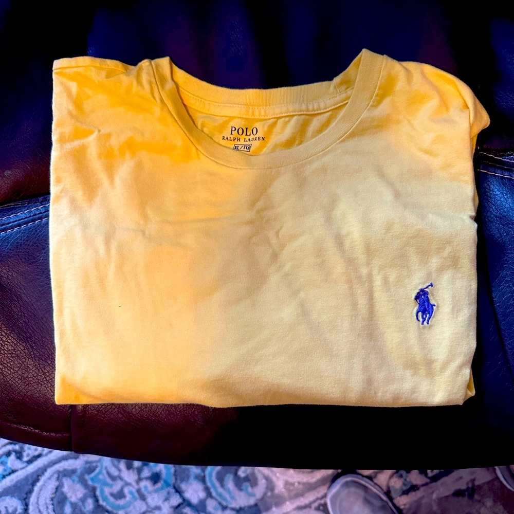 Bright yellow Ralph Lauren t-shirt, in size XL